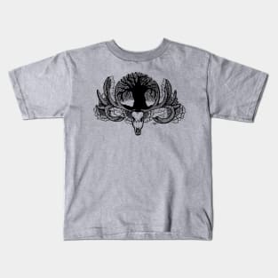 Tree Silhouette with Deer Skull Kids T-Shirt